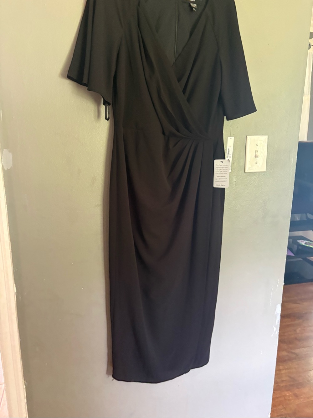 Maggy London Black Midi Wrap Dress
